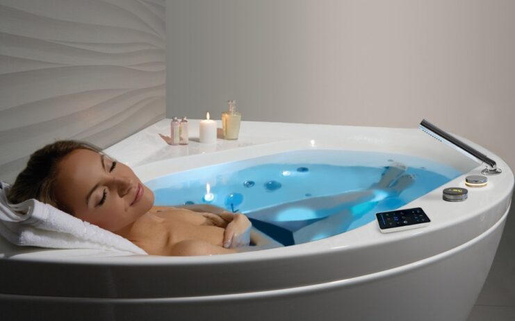 Woman laying in a jacuzzi tub